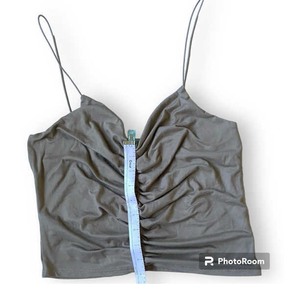 Gaze Tan Ruched Crop Tank Top Medium - Picture 7 of 7